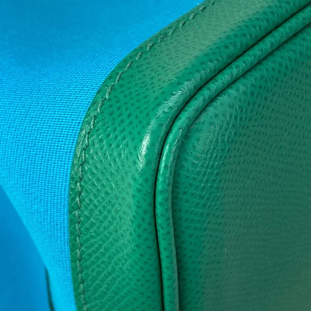 Hermès Garden Party PM Tote Bag blue aztec Vert Jade Toile Officier Veau Epsom - Picture 7 of 16